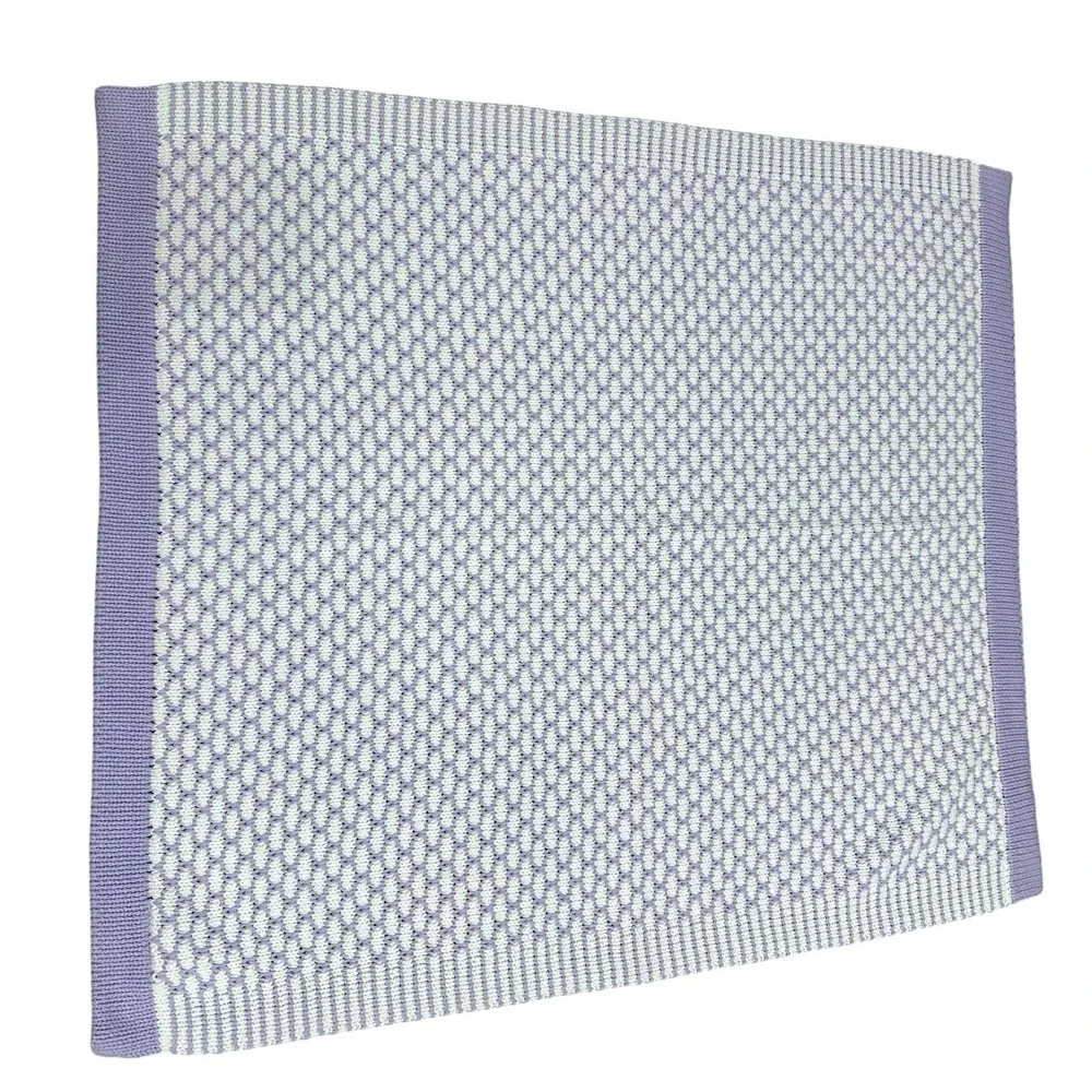 Pottery Barn Kids Lavender‎ White Baby Blanket Lap Blanket Crochet Size 29X33